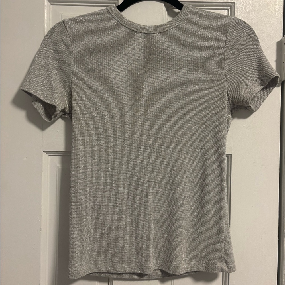 Mango Sparkly Gray Short Sleeve Tee